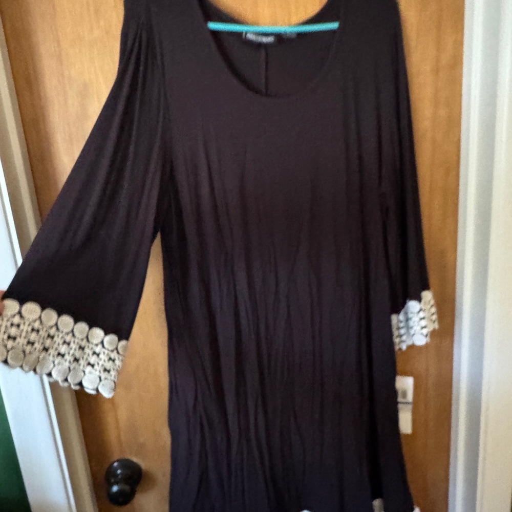 Black Dress with White Detailed Trim